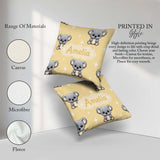 Custom Name Cute Baby Koala Bears on Soft Beige Seamless Pattern Square Filled Cushion Throw Pillow Sofa Bed Home Decor Zip Washable UK Made