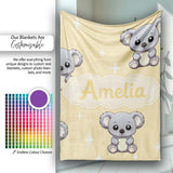 Cute Baby Koala Bears on Soft Beige Background Seamless Pattern  Personalised Custom Name Super Soft Fleece Blanket Bed Sofa Throw