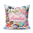 Custom Name Cute Underwater Ocean Animals Mermaid Dolphin Turtle Square Filled Cushion Throw Pillow Sofa Bed Home Decor Zip Washable UK Made