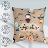 Custom Name Cute Dracula Ghost Bats on Brown Background Seamless Square Filled Cushion Throw Pillow Sofa Bed Home Decor Zip Washable UK Made
