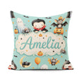 Custom Name Dracula Ghost Bats on Mint Green Background Seamless Square Filled Cushion Throw Pillow Sofa Bed Home Decor Zip Washable UK Made