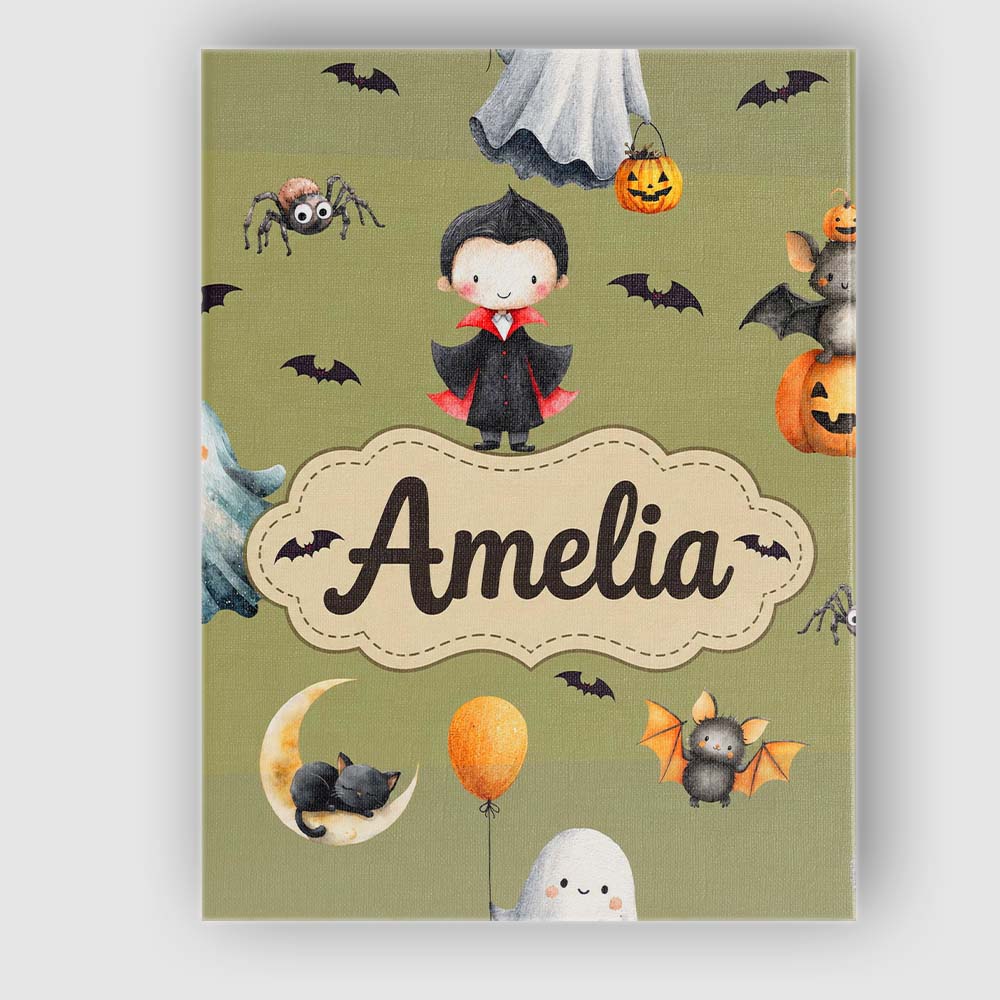 Personalised Name Cute Halloween Dracula Custom  Unique Gift Idea Elegant Feature Canvas Wall Art Print Decor Picture Ready to Hang