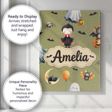 Personalised Name Cute Halloween Dracula Custom  Unique Gift Idea Elegant Feature Canvas Wall Art Print Decor Picture Ready to Hang