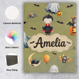 Personalised Name Cute Halloween Dracula Custom  Unique Gift Idea Elegant Feature Canvas Wall Art Print Decor Picture Ready to Hang