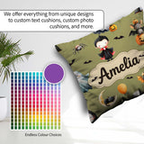 Custom Name Halloween Dracula Ghost Bats on Olive Green Seamless Square Filled Cushion Throw Pillow Sofa Bed Home Decor Zip Washable UK Made