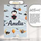 Cute Halloween Dracula Ghost Bats on Soft Blue Background Seamless  Personalised Custom Name Super Soft Fleece Blanket Bed Sofa Throw