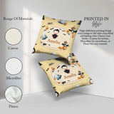 Custom Name Dracula Ghost Bats on Warm Beige Background Seamless Square Filled Cushion Throw Pillow Sofa Bed Home Decor Zip Washable UK Made