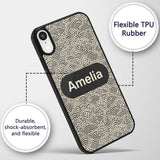 Wave Line Texture Black Cream Flowing Abstract Custom Name Protective Phone Case Mobile Cover Durable Everyday Smartphone Shock Resistant