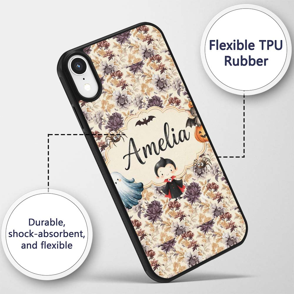 Vintage Floral Chrysanthemum Flowers on Cream Custom Name Protective Phone Case Mobile Cover Durable Everyday Smartphone Shock Resistant