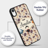 Vintage Floral Chrysanthemum Flowers on Cream Custom Name Protective Phone Case Mobile Cover Durable Everyday Smartphone Shock Resistant