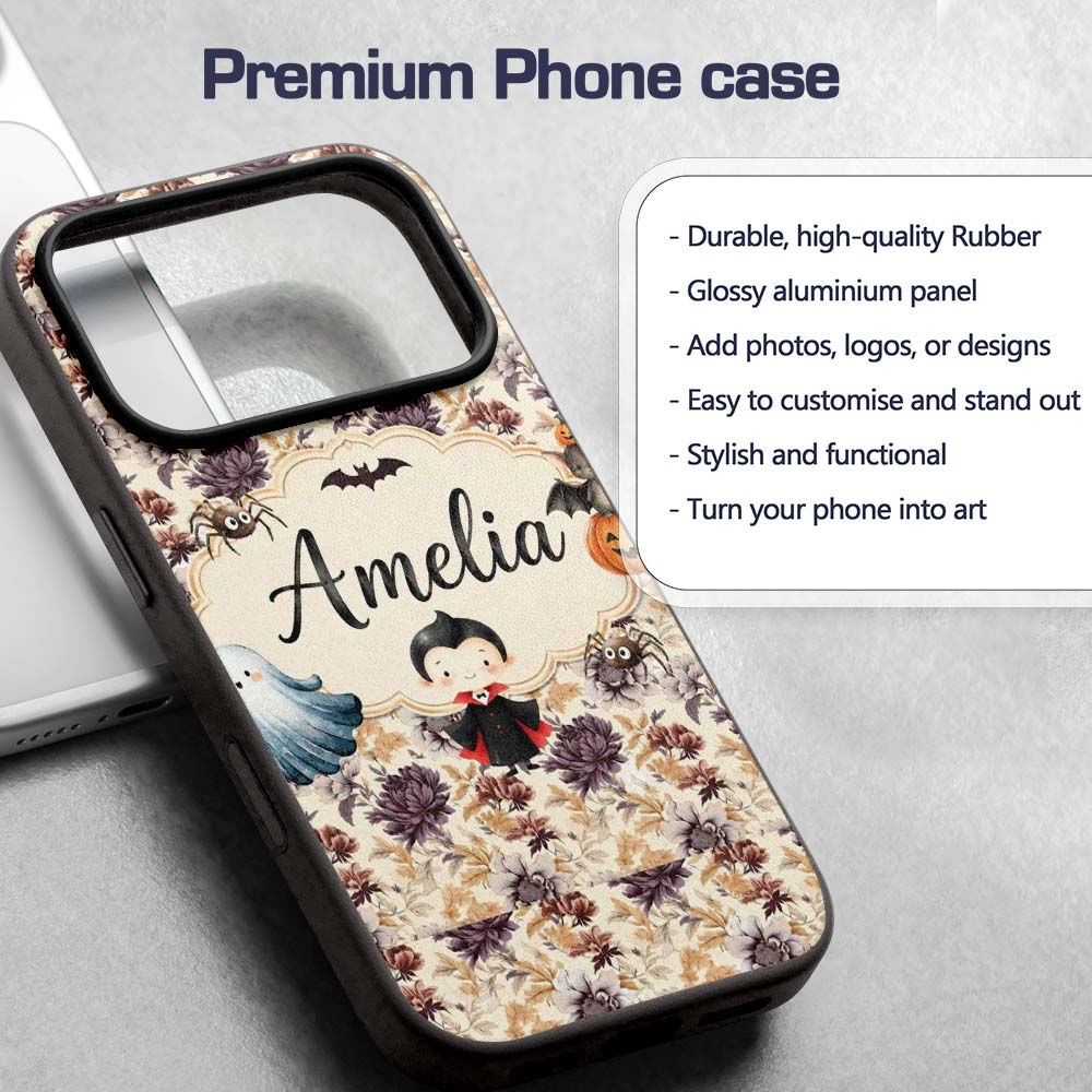 Vintage Floral Chrysanthemum Flowers on Cream Custom Name Protective Phone Case Mobile Cover Durable Everyday Smartphone Shock Resistant