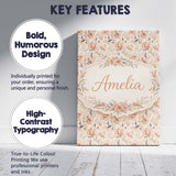 Personalised Name Elegant Peach Floral Custom  Unique Gift Idea Modern Room Accent Canvas Wall Art Print Decor Picture Ready to Hang