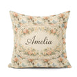 Custom Name Soft Pastel Floral Garden Bouquet on Cream Seamless Square Filled Cushion Throw Pillow Sofa Bed Home Decor Zip Washable UK Made