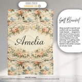 Soft Pastel Floral Garden Bouquet on Cream Background Seamless  Personalised Custom Name Super Soft Fleece Blanket Bed Sofa Throw
