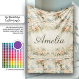 Soft Pastel Floral Garden Bouquet on Cream Background Seamless  Personalised Custom Name Super Soft Fleece Blanket Bed Sofa Throw