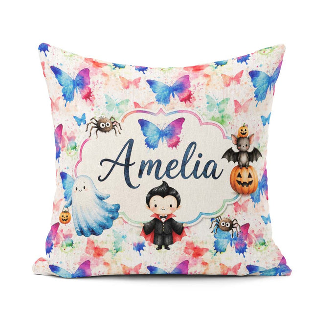 Custom Name Artistic Watercolor Butterflies with Splash Seamless Square Filled Cushion Throw Pillow Sofa Bed Home Decor Zip Washable UK Made