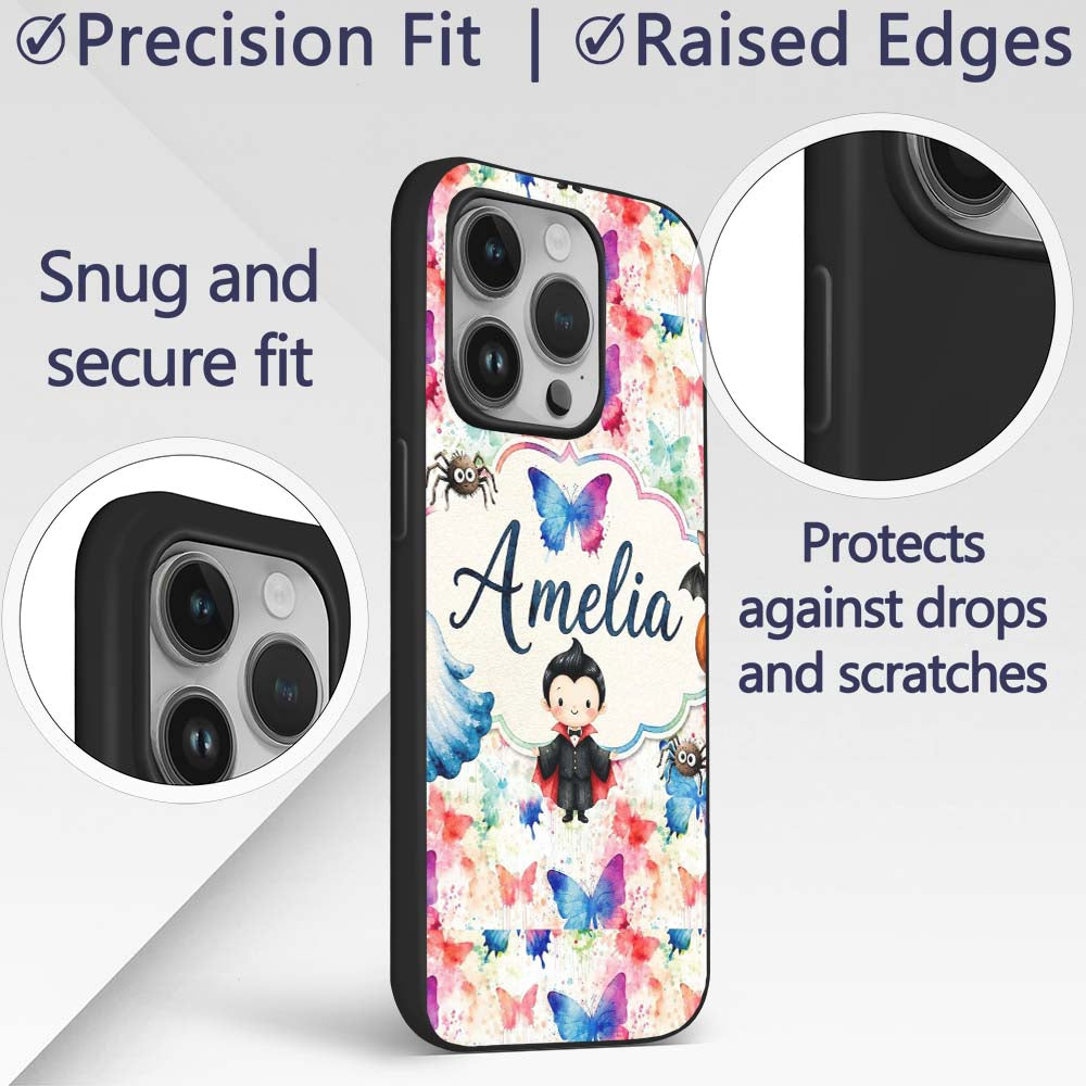 Artistic Watercolor Butterflies with Paint Splash Custom Name Protective Phone Case Mobile Cover Durable Everyday Smartphone Shock Resistant