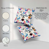 Custom Name Artistic Watercolor Butterflies with Splash Seamless Square Filled Cushion Throw Pillow Sofa Bed Home Decor Zip Washable UK Made