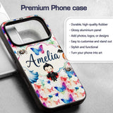 Artistic Watercolor Butterflies with Paint Splash Custom Name Protective Phone Case Mobile Cover Durable Everyday Smartphone Shock Resistant