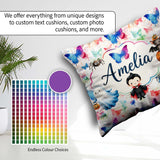 Custom Name Artistic Watercolor Butterflies with Splash Seamless Square Filled Cushion Throw Pillow Sofa Bed Home Decor Zip Washable UK Made