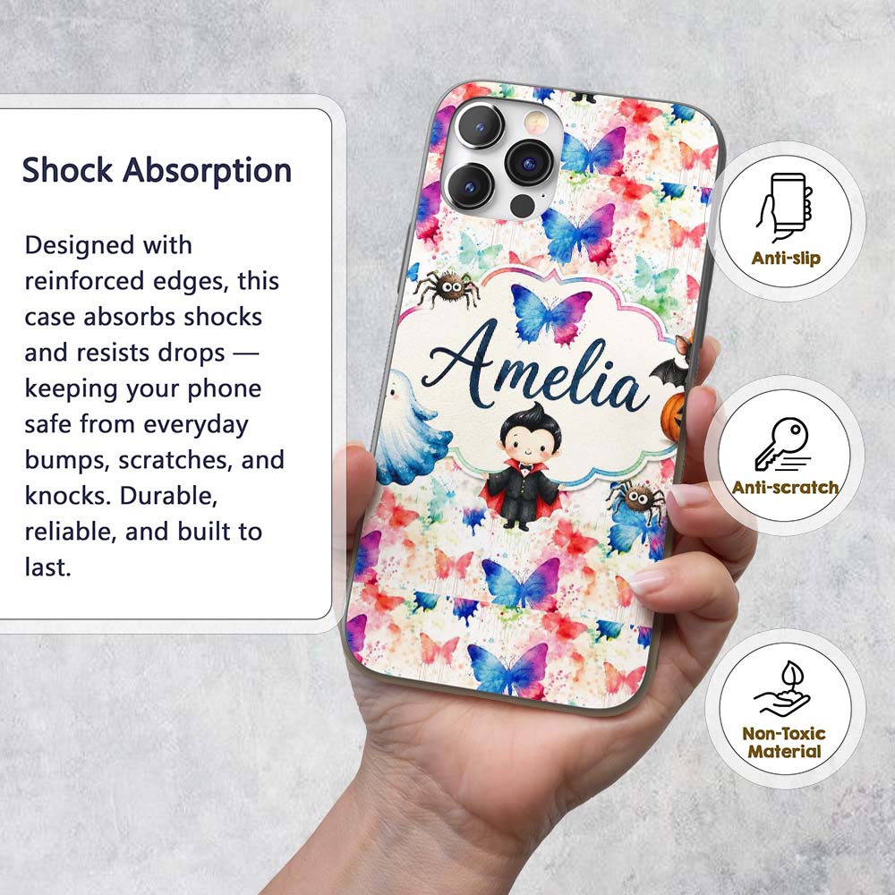 Artistic Watercolor Butterflies with Paint Splash Custom Name Protective Phone Case Mobile Cover Durable Everyday Smartphone Shock Resistant