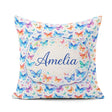 Custom Name Vibrant and Multicolor Butterflies on Light Seamless Square Filled Cushion Throw Pillow Sofa Bed Home Decor Zip Washable UK Made