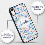 Vibrant Blue and Multicolor Butterflies on Light Custom Name Protective Phone Case Mobile Cover Durable Everyday Smartphone Shock Resistant