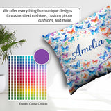 Custom Name Vibrant and Multicolor Butterflies on Light Seamless Square Filled Cushion Throw Pillow Sofa Bed Home Decor Zip Washable UK Made