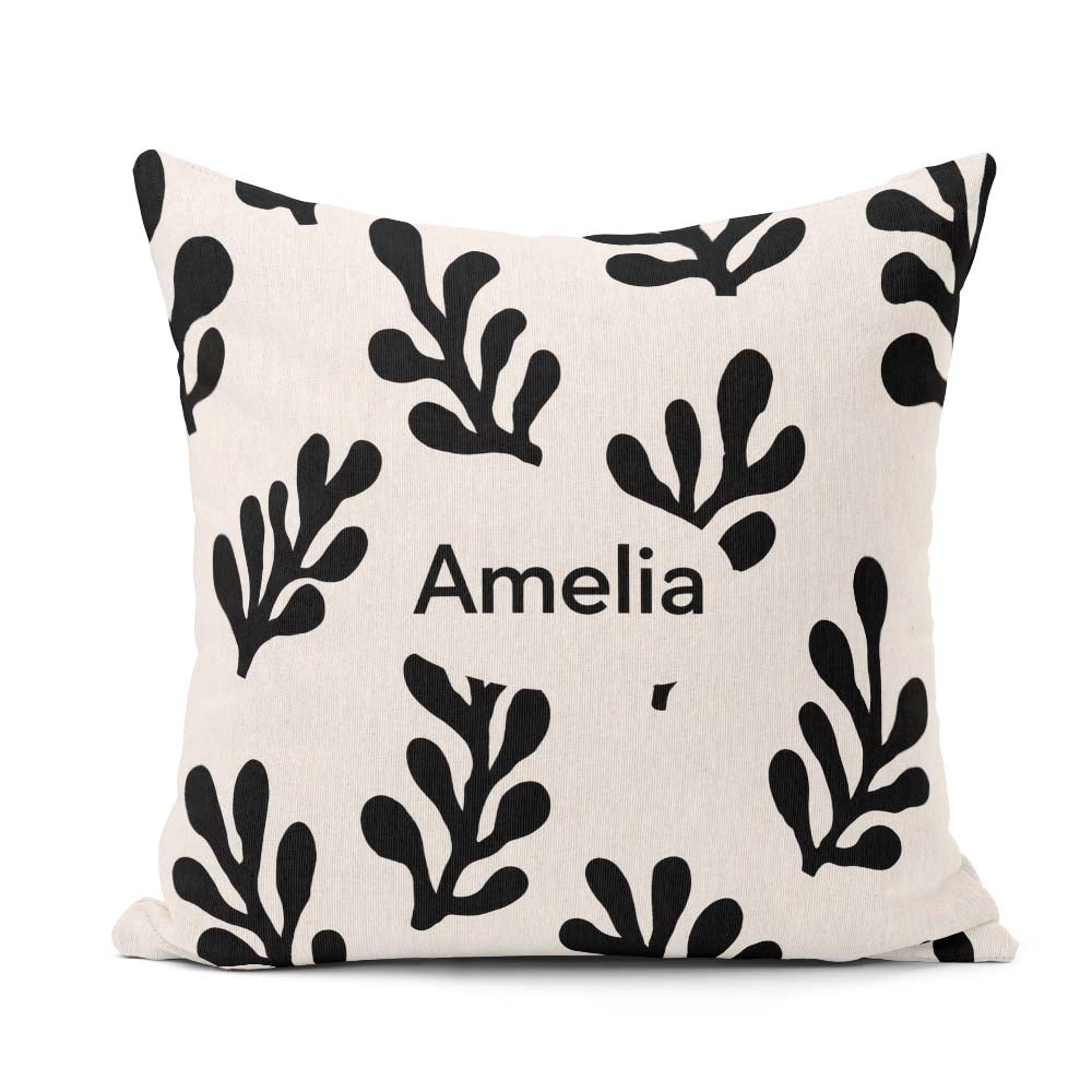 Custom Name Contour Lines Black Cream Abstract Landscape Pattern Square Filled Cushion Throw Pillow Sofa Bed Home Decor Zip Washable UK Made