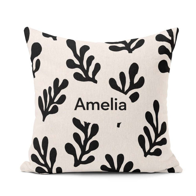 Custom Name Contour Lines Black Cream Abstract Landscape Pattern Square Filled Cushion Throw Pillow Sofa Bed Home Decor Zip Washable UK Made