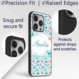 Cute Blue and Pink Butterflies with Heart Accents Custom Name Protective Phone Case Mobile Cover Durable Everyday Smartphone Shock Resistant