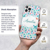 Cute Blue and Pink Butterflies with Heart Accents Custom Name Protective Phone Case Mobile Cover Durable Everyday Smartphone Shock Resistant