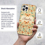 Warm Toned Butterflies with Artistic Vintage Wash Custom Name Protective Phone Case Mobile Cover Durable Everyday Smartphone Shock Resistant