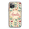 Elegant Vintage Butterflies with Floral Garden Custom Name Protective Phone Case Mobile Cover Durable Everyday Smartphone Shock Resistant