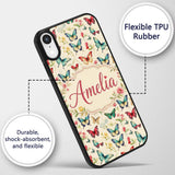 Elegant Vintage Butterflies with Floral Garden Custom Name Protective Phone Case Mobile Cover Durable Everyday Smartphone Shock Resistant