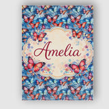 Personalised Name Vibrant Butterflies on Custom  Unique Gift Idea Elegant Feature Canvas Wall Art Print Decor Picture Ready to Hang