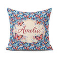 Custom Name Vibrant Butterflies on Deep Blue Watercolor Seamless Square Filled Cushion Throw Pillow Sofa Bed Home Decor Zip Washable UK Made