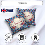 Custom Name Vibrant Butterflies on Deep Blue Watercolor Seamless Square Filled Cushion Throw Pillow Sofa Bed Home Decor Zip Washable UK Made