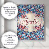 Personalised Name Vibrant Butterflies on Custom  Unique Gift Idea Elegant Feature Canvas Wall Art Print Decor Picture Ready to Hang