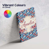 Personalised Name Vibrant Butterflies on Custom  Unique Gift Idea Elegant Feature Canvas Wall Art Print Decor Picture Ready to Hang