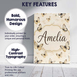 Personalised Name Neutral Beige Butterflies Custom  Bespoke Interior Contemporary Canvas Wall Art Print Decor Picture Ready to Hang
