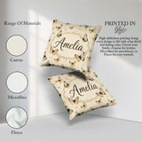 Custom Name Neutral Beige Butterflies with Subtle Faded Seamless Square Filled Cushion Throw Pillow Sofa Bed Home Decor Zip Washable UK Made