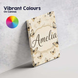 Personalised Name Neutral Beige Butterflies Custom  Bespoke Interior Contemporary Canvas Wall Art Print Decor Picture Ready to Hang