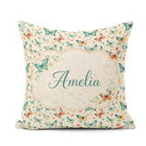 Custom Name Delicate Butterflies with Soft Floral Touch Seamless Square Filled Cushion Throw Pillow Sofa Bed Home Decor Zip Washable UK Made