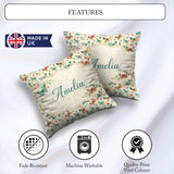 Custom Name Delicate Butterflies with Soft Floral Touch Seamless Square Filled Cushion Throw Pillow Sofa Bed Home Decor Zip Washable UK Made