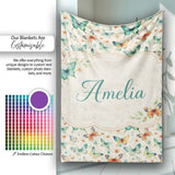 Delicate Vintage Butterflies with Soft Floral Touch Seamless Pattern  Personalised Custom Name Super Soft Fleece Blanket Bed Sofa Throw