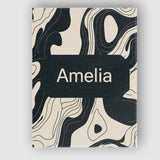Personalised Name Layered Terrain Waves Black Grey Abstract Landscape Custom Home Unique Canvas Wall Art Print Decor Picture Ready to Hang
