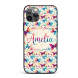 Bright Watercolor Butterflies with Color Splash Custom Name Protective Phone Case Mobile Cover Durable Everyday Smartphone Shock Resistant