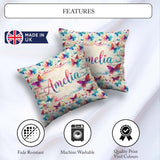 Custom Name Bright Butterflies with Color Splash Effect Seamless Square Filled Cushion Throw Pillow Sofa Bed Home Decor Zip Washable UK Made