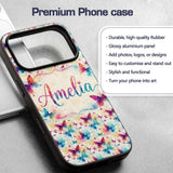 Bright Watercolor Butterflies with Color Splash Custom Name Protective Phone Case Mobile Cover Durable Everyday Smartphone Shock Resistant